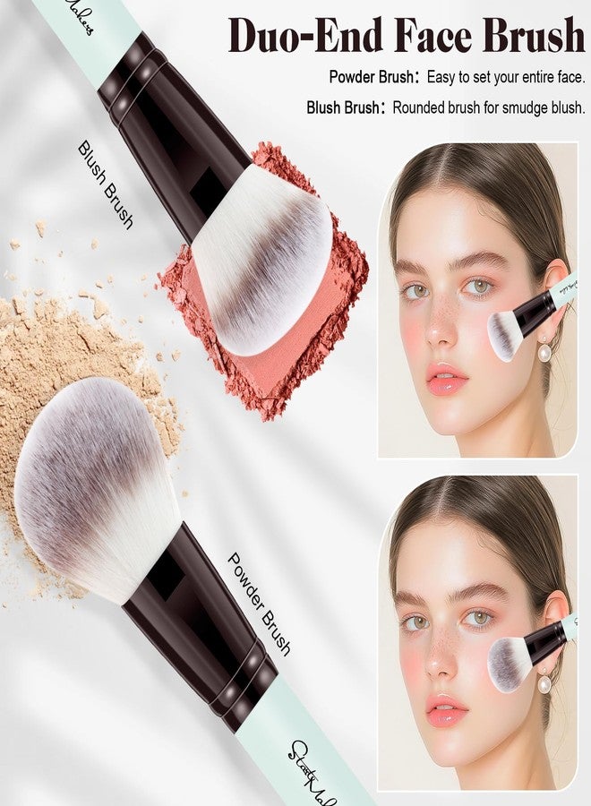 START MAKERS Makeup Brush Set 5Pcs, Dual-Ended Foundation Contour Concealer Blush Powder Bronzer Eyeshadow Brushes for Liquid, Cream, Powder, Blending, Buffing, Stippling Face Make up Tools - Image 2